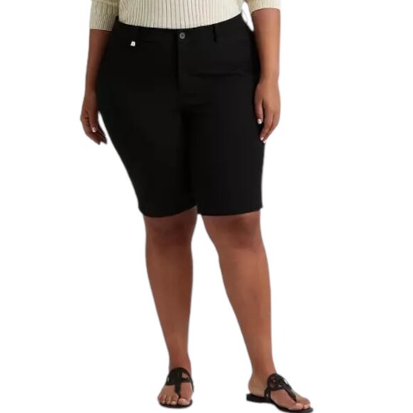 Lauren Ralph Lauren Bistretch Twill Bermuda Shorts Plus Size 22W Black - Picture 1 of 7